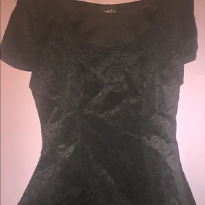 Peplum Top with Printed Lace